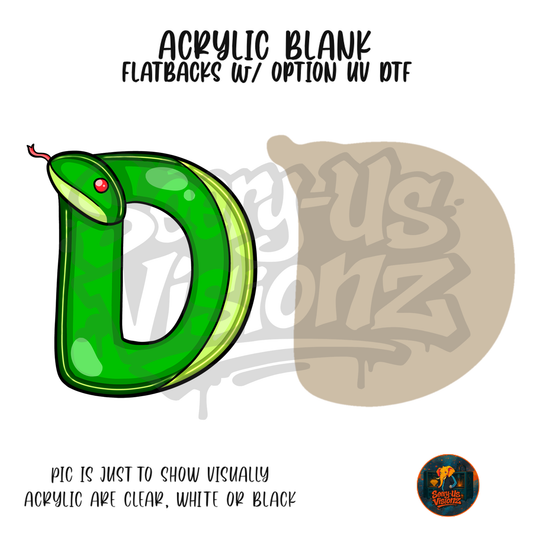 Letter D Green Snake acrylic blank, Acrylic & UV DTF Print