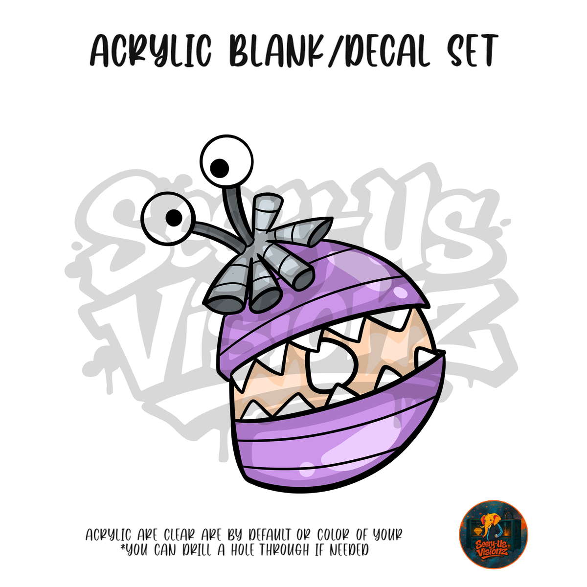 Letter D Purple Eye Monster acrylic blank and UV DTF decal kit