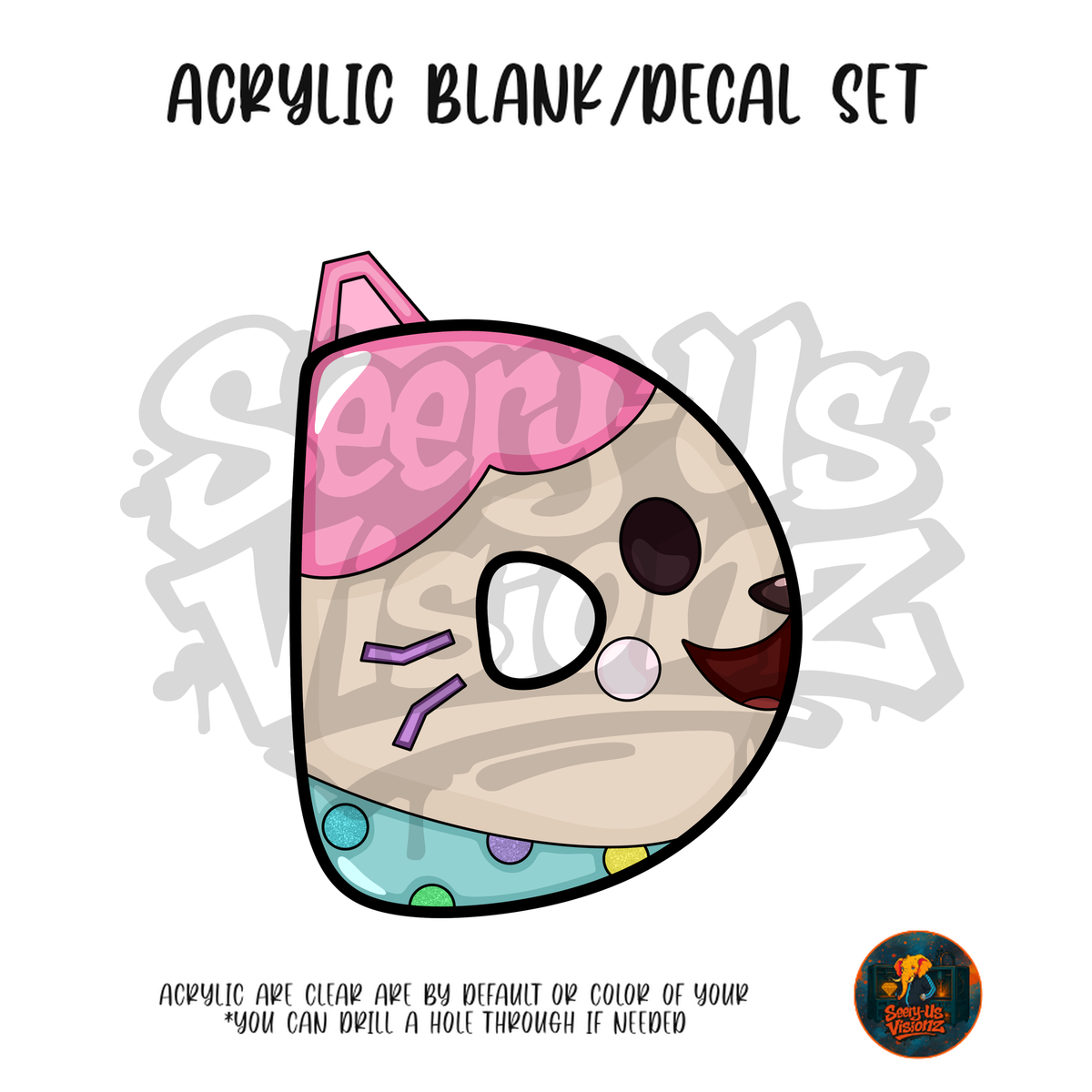 Letter D Kitty acrylic blank and UV DTF decal kit