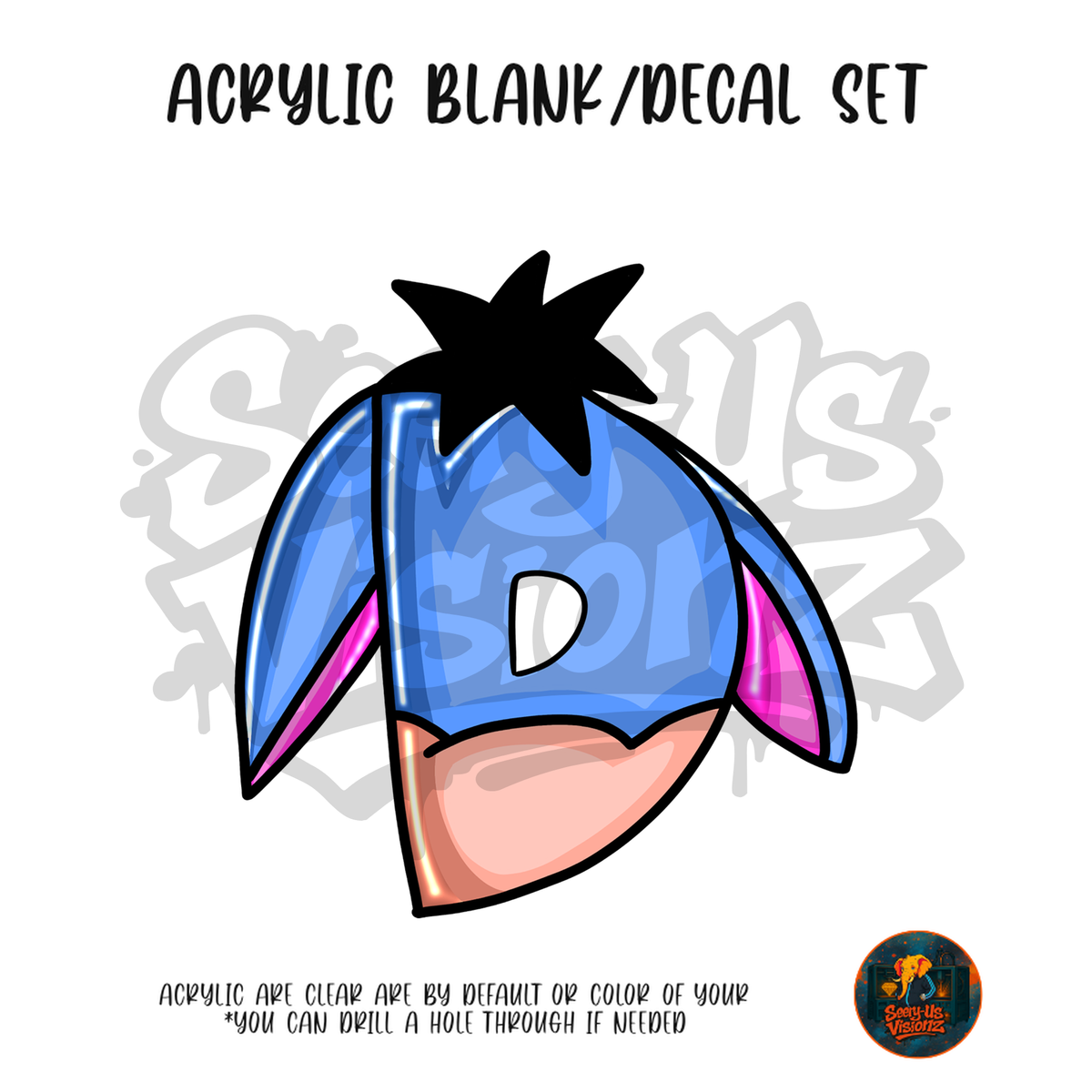Letter D Gloomy Donkey acrylic blank and UV DTF decal kit