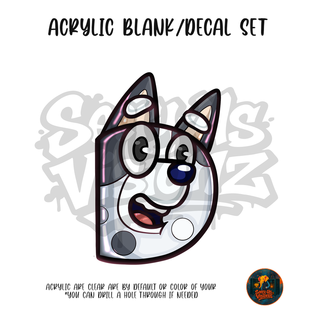 Letter D Spotted Dog acrylic blank and UV DTF decal kit