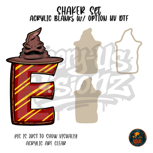 Letter E Wiz Hat shaker set acrylic blanks