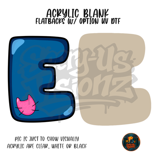Letter E Blue Cat Patch acrylic blank, Acrylic & UV DTF Print