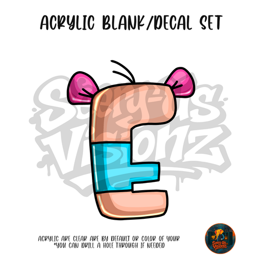 Letter E Ears acrylic blank and UV DTF decal kit