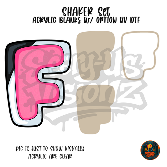 Letter F Pink and White shaker set acrylic blanks