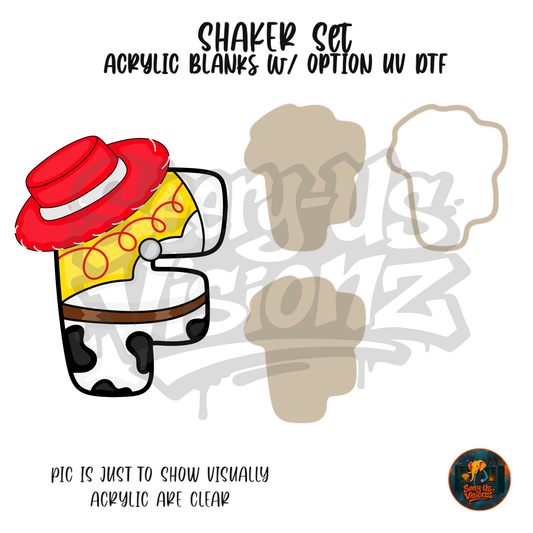 Letter F Cowgirl Hat shaker set acrylic blanks