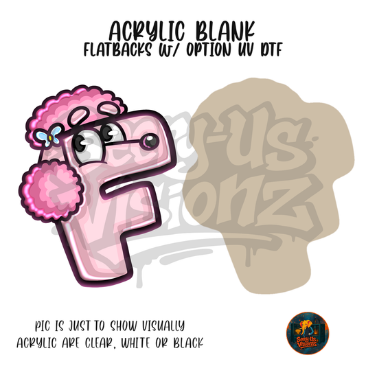 Letter F Pink Poodle acrylic blank, Acrylic & UV DTF Print
