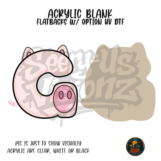 Letter G Pink Pig acrylic blank, Acrylic & UV DTF Print