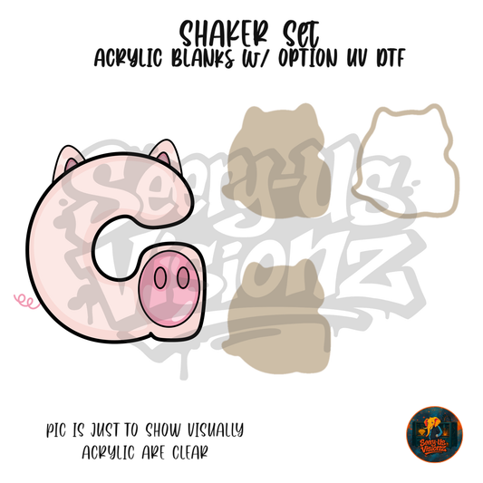 Letter G Pink Pig shaker set acrylic blanks