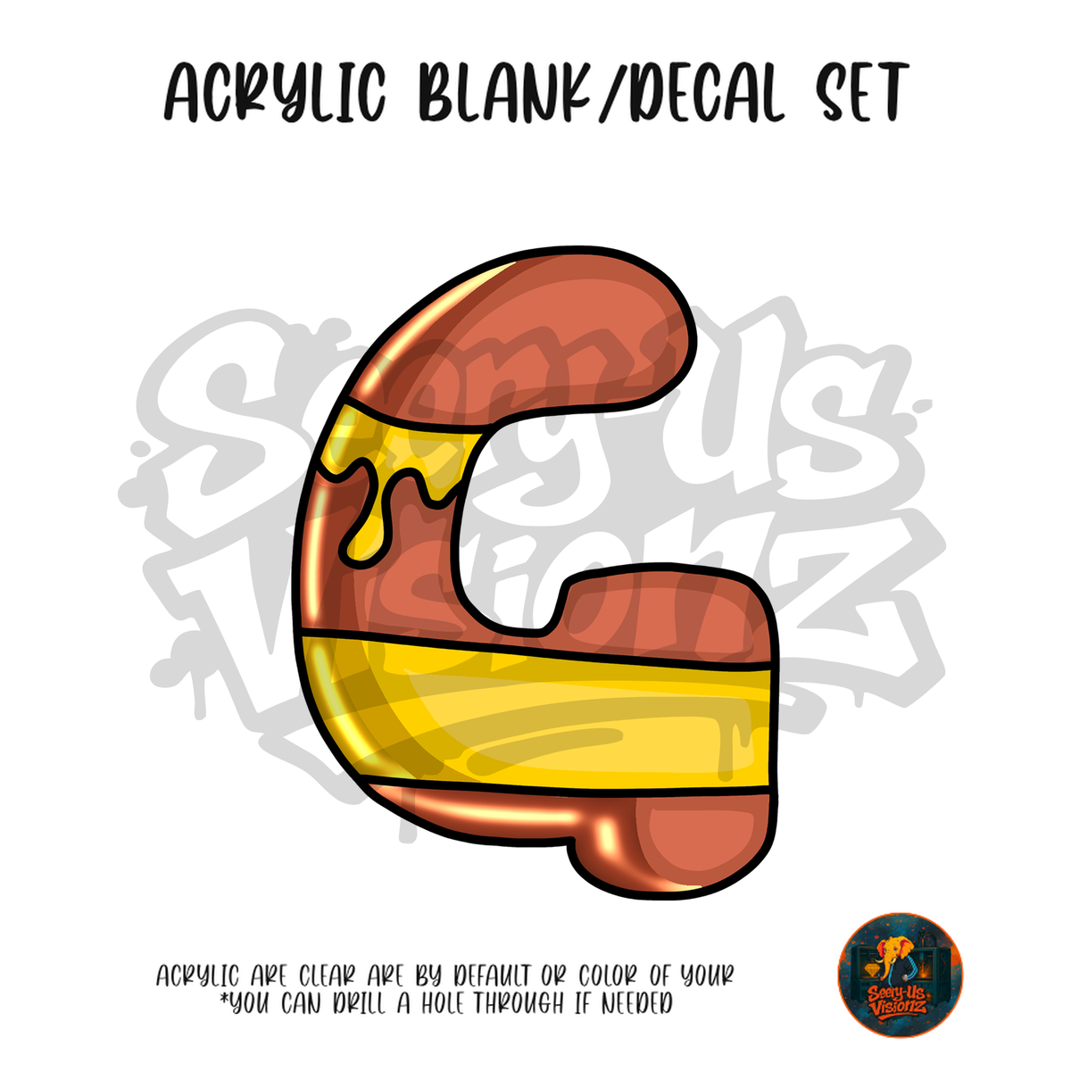 Letter G Honey Drip acrylic blank and UV DTF decal kit