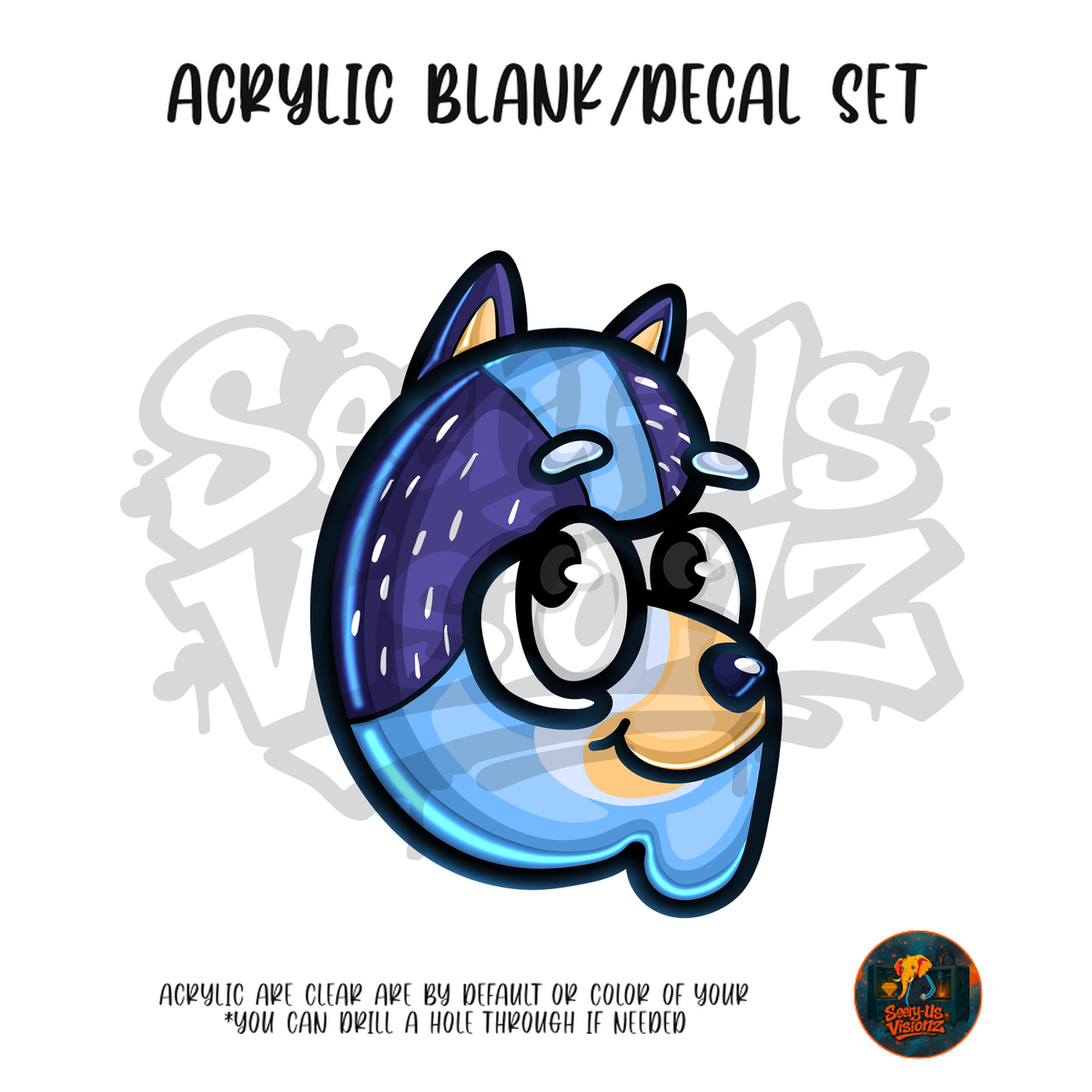 Letter G Heeler Pup acrylic blank and UV DTF decal kit