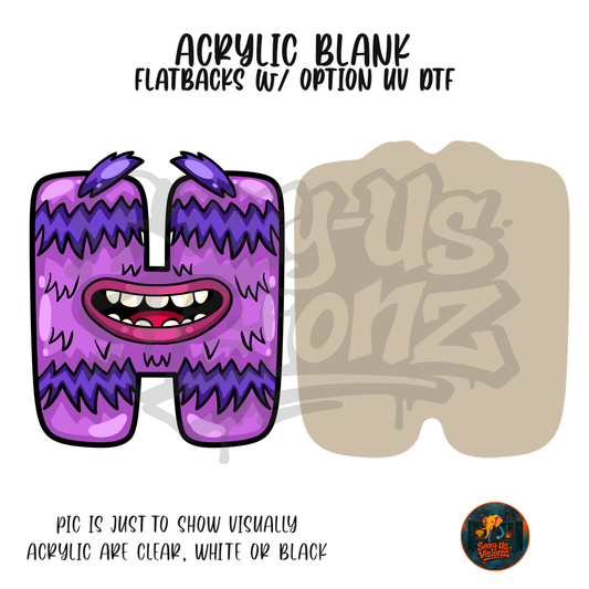 Letter H Purple Furry acrylic blank, Acrylic & UV DTF Print
