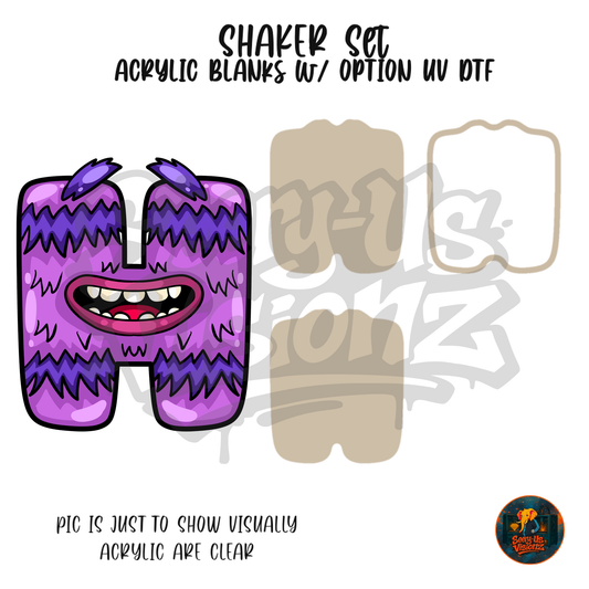 Letter H Purple Furry shaker set acrylic blanks