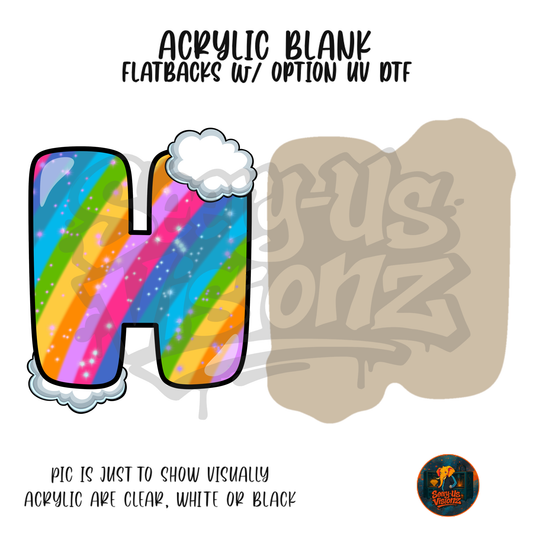 Letter H Rainbow Clouds acrylic blank, Acrylic & UV DTF Print