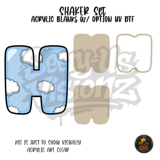 Letter H Sky Clouds shaker set acrylic blanks