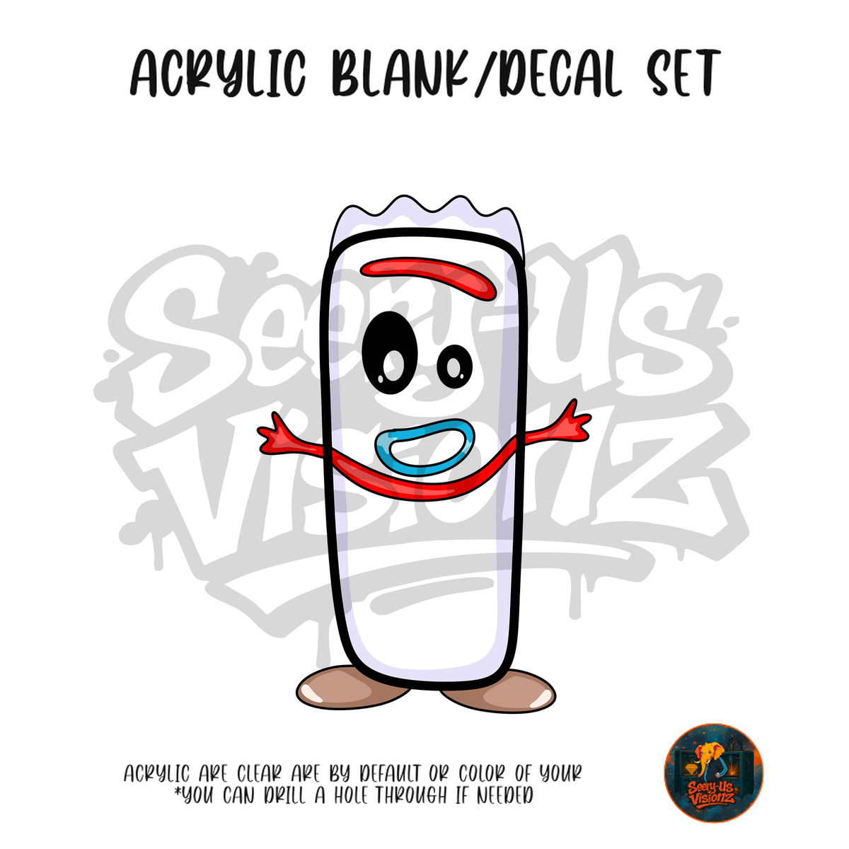 Letter I Spork Buddy acrylic blank and UV DTF decal kit