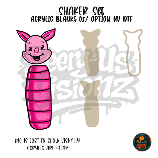 Letter I Pink Pig shaker set acrylic blanks