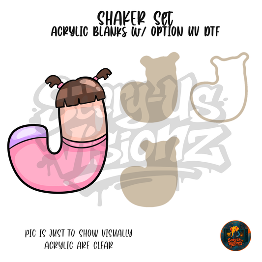 Letter J Pigtail Girl shaker set acrylic blanks