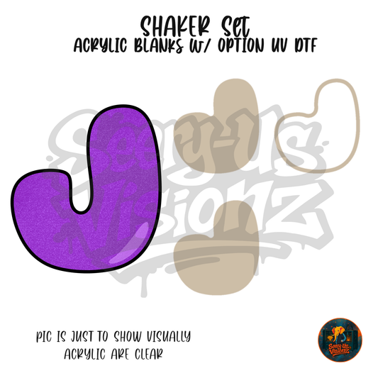 Letter J Purple Glitter shaker set acrylic blanks