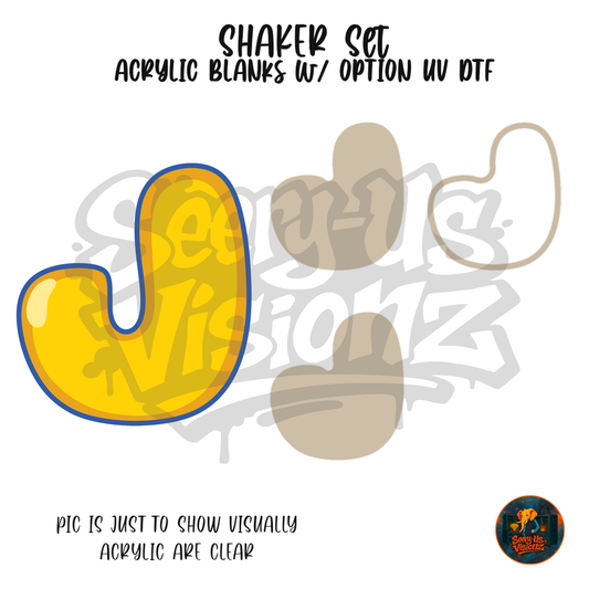 Letter J Yellow Classic shaker set acrylic blanks