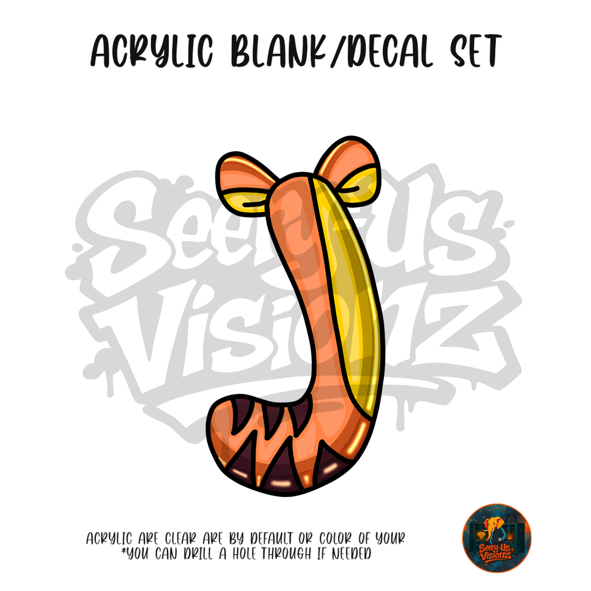 Letter J Tiger acrylic blank and UV DTF decal kit