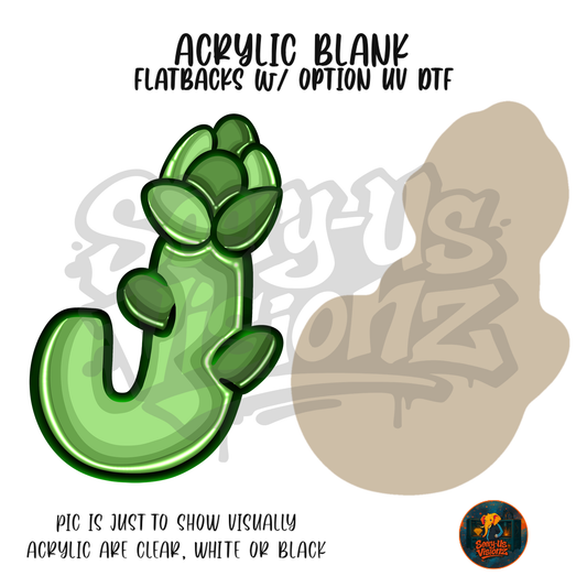 Letter J Green Artichoke acrylic blank, Acrylic & UV DTF Print