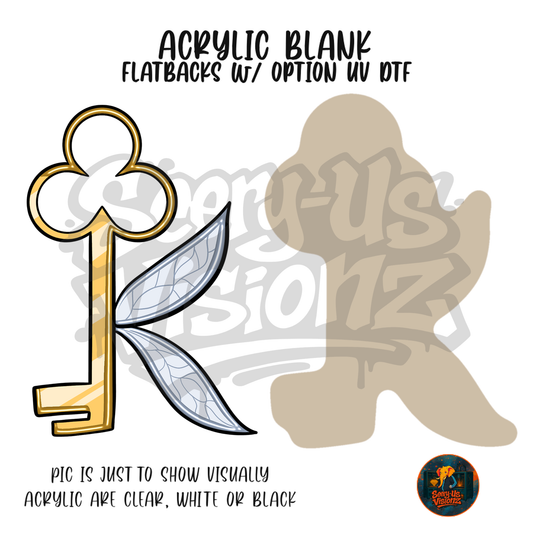Letter K Fairy Key acrylic blank, Acrylic & UV DTF Print