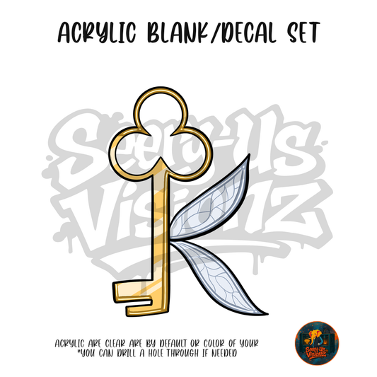 Letter K Fairy Key acrylic blank and UV DTF decal kit