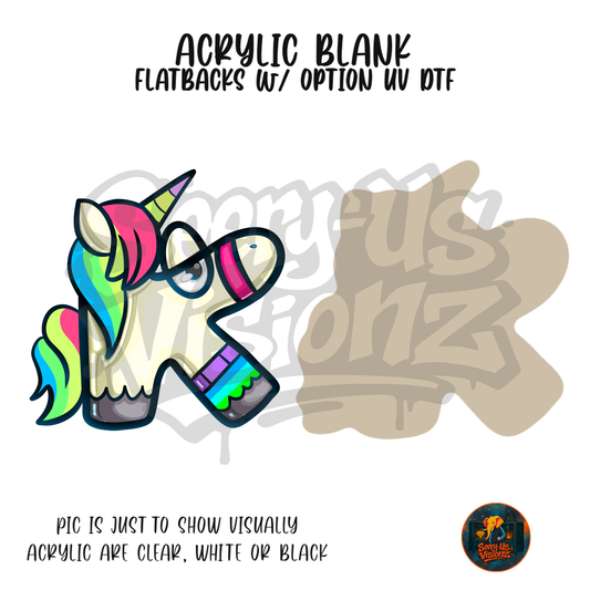 Letter K Unicorn acrylic blank, Acrylic & UV DTF Print