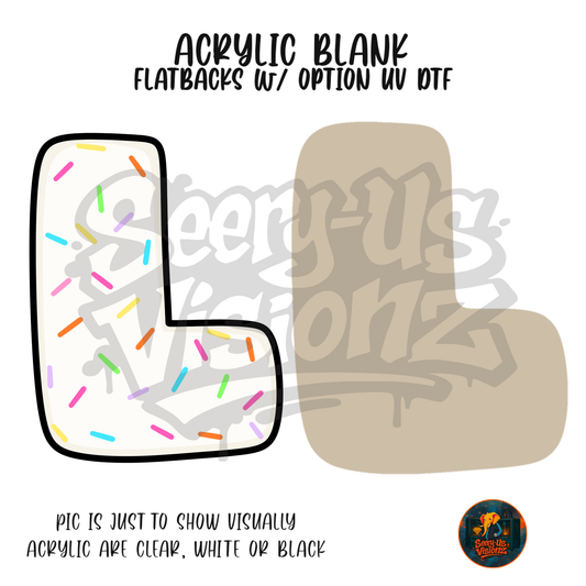 Letter L Sprinkles acrylic blank, Acrylic & UV DTF Print