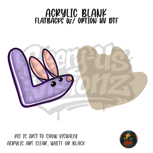 Letter L Lavender Bunny acrylic blank, Acrylic & UV DTF Print