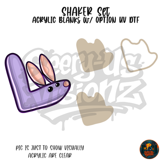 Letter L Lavender Bunny shaker set acrylic blanks