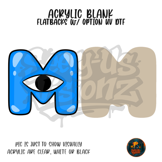 Letter M One Eye Blue acrylic blank, Acrylic & UV DTF Print