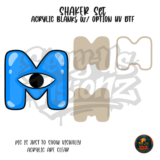 Letter M One Eye Blue shaker set acrylic blanks