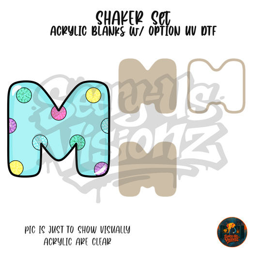 Letter M Polka Dots shaker set acrylic blanks