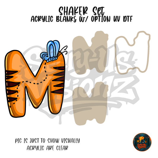 Letter M Tiger Butterfly shaker set acrylic blanks
