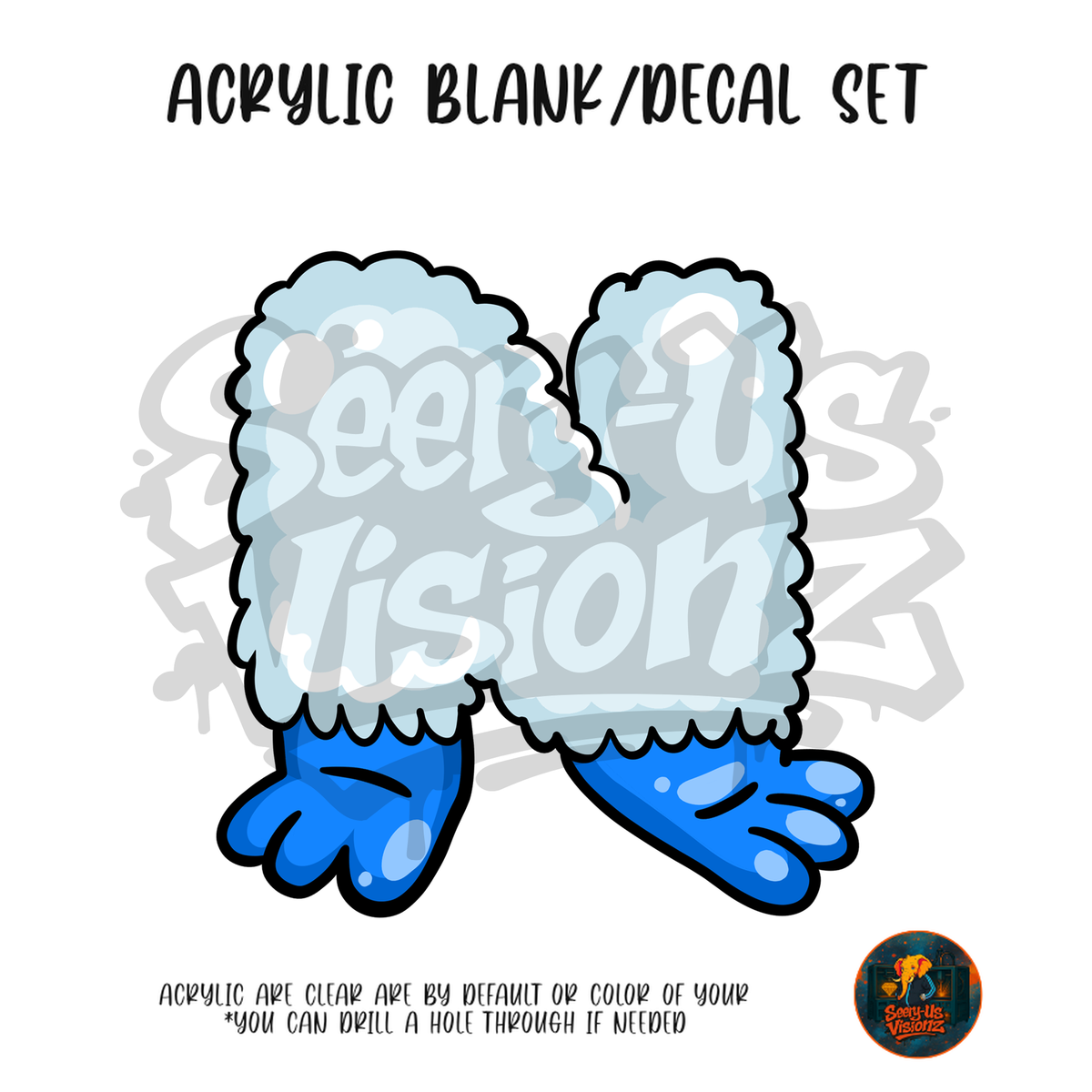 Letter N Fluffy Yeti acrylic blank and UV DTF decal kit