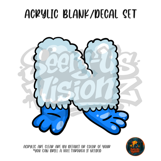 Letter N Fluffy Yeti acrylic blank and UV DTF decal kit