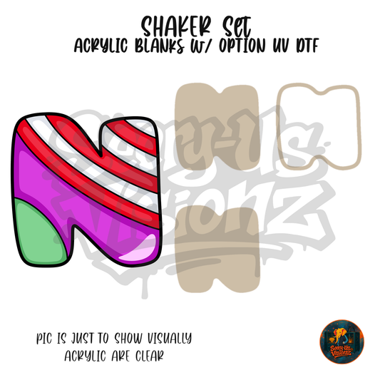 Letter N Stripe shaker set acrylic blanks