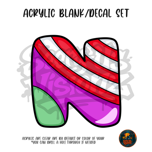 Letter N Stripe acrylic blank and UV DTF decal kit