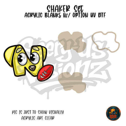Letter N Football Pup shaker set acrylic blanks