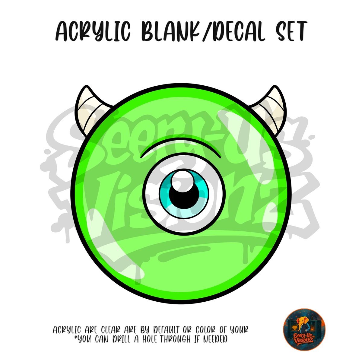 Letter O One Eye Monster acrylic blank and UV DTF decal kit