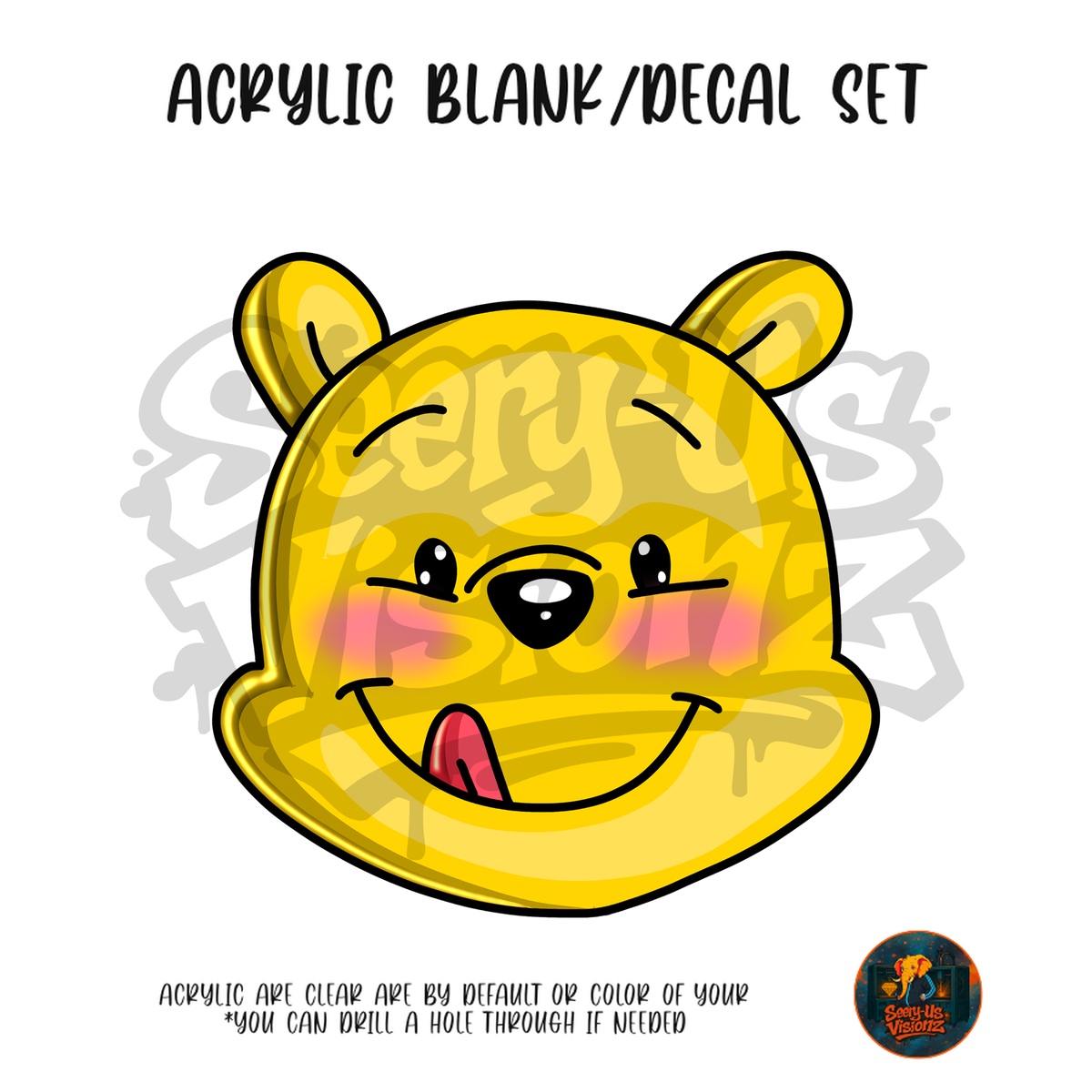 Letter O Honey Bear acrylic blank and UV DTF decal kit
