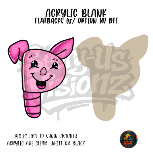 Letter P Pink Pig acrylic blank, Acrylic & UV DTF Print