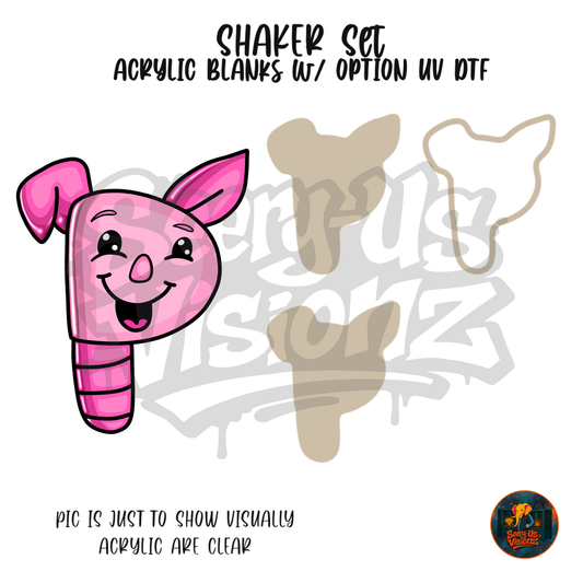 Letter P Pink Pig shaker set acrylic blanks