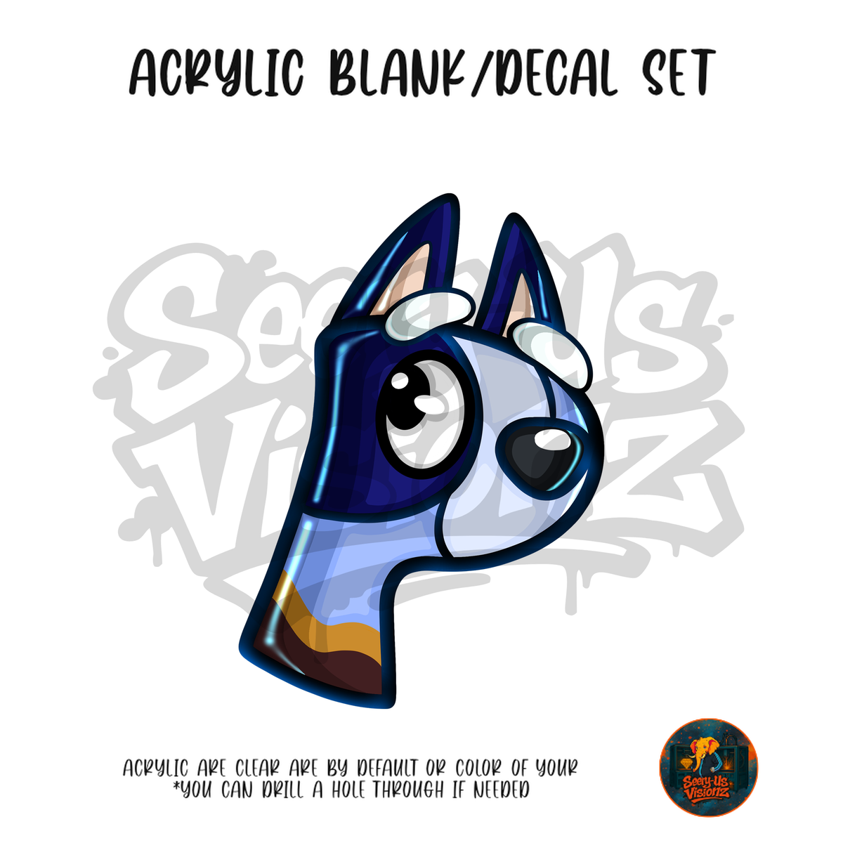 Letter P Heeler Pup acrylic blank and UV DTF decal kit
