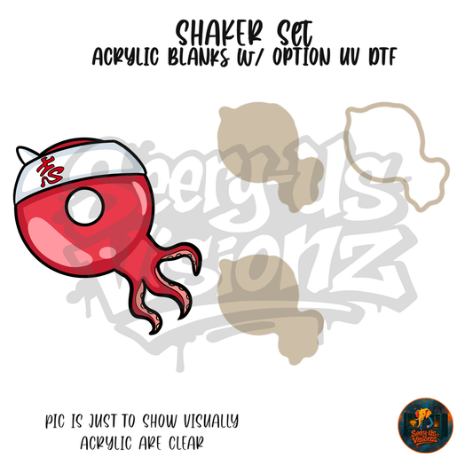 Letter Q Red Octopus shaker set acrylic blanks