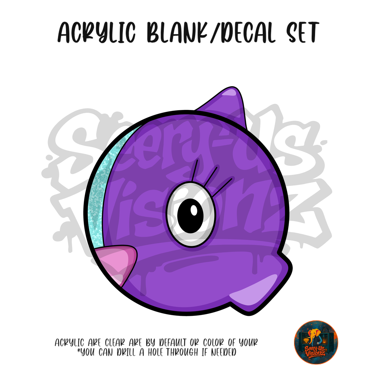 Letter Q Purple Eye acrylic blank and UV DTF decal kit