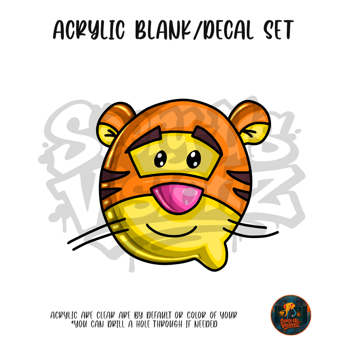 Letter Q Tiger acrylic blank and UV DTF decal kit