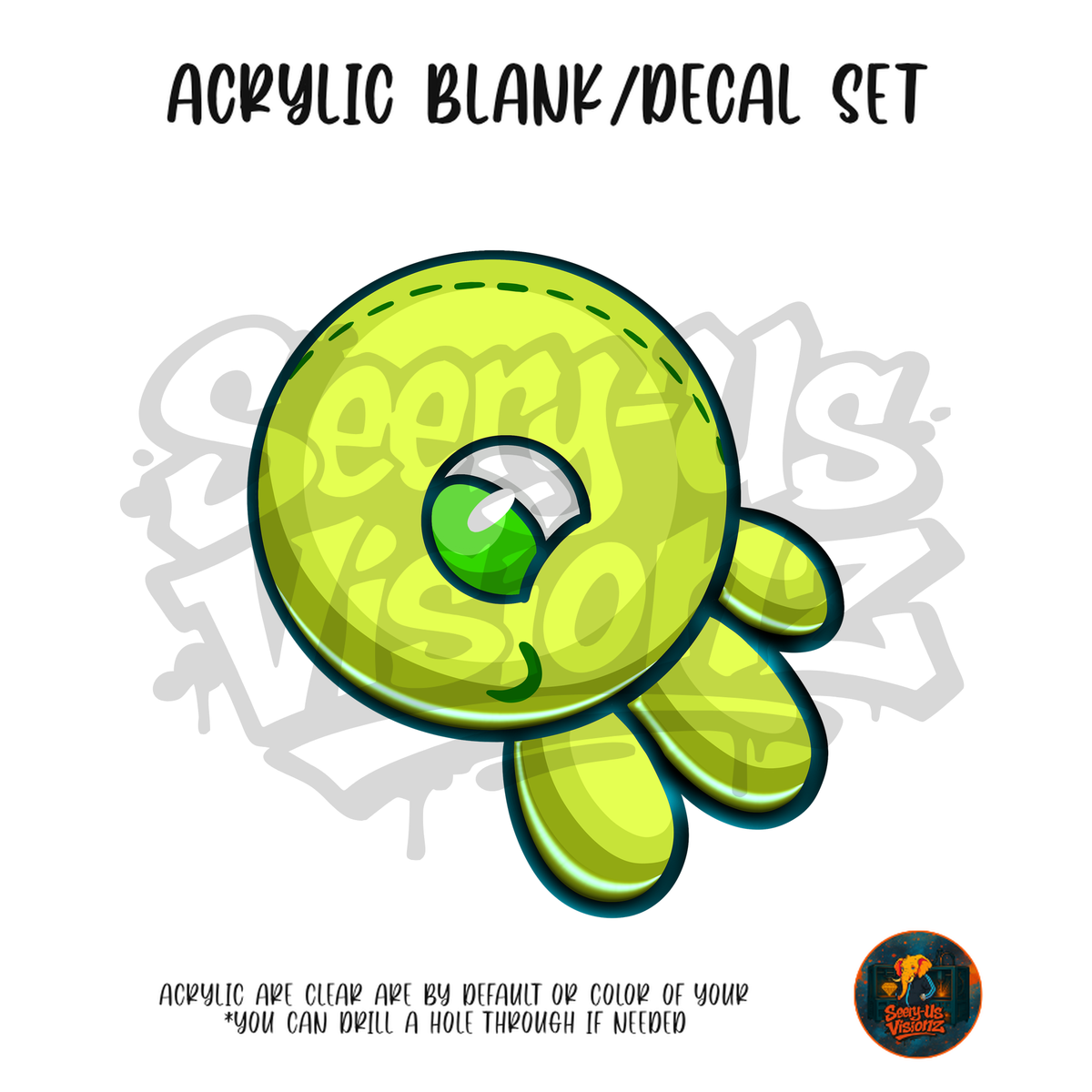 Letter Q Octopus acrylic blank and UV DTF decal kit